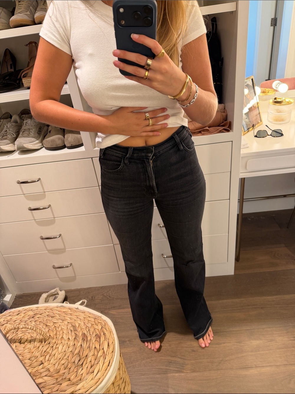 MOTHER Dark Wash High-Rise Flare Jeans